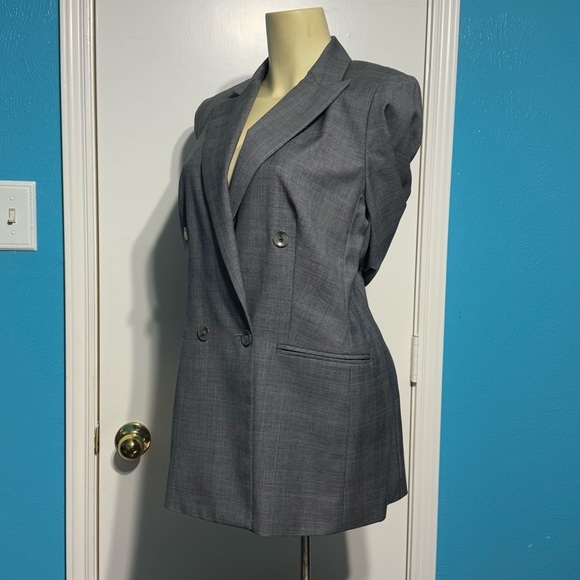 Neiman Marcus Gray Double Breasted Blazer with Notched Lapels 90s Vintage 6 EUC - Picture 3 of 16